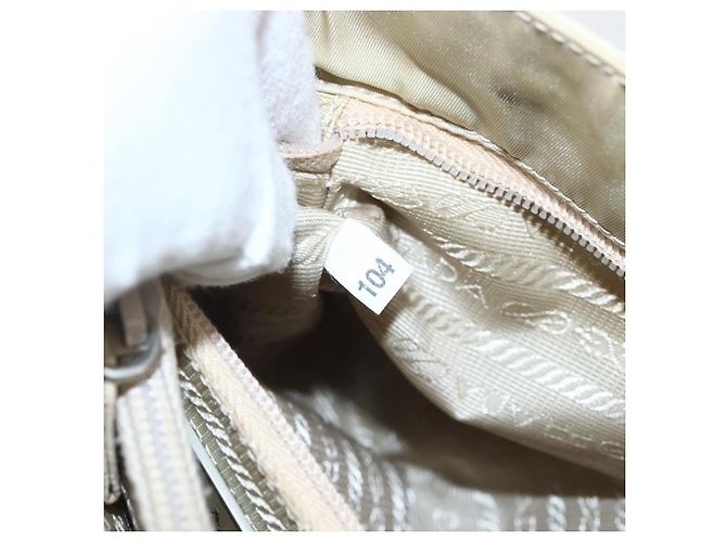 Borsa Tote PRADA Nylon Beige Argento Auth hk3495 - vista 12
