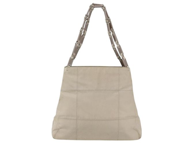 Borsa Tote PRADA Nylon Beige Argento Auth hk3495 - vista 13