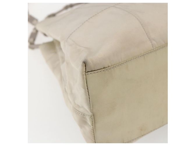 Borsa Tote PRADA Nylon Beige Argento Auth hk3495 - vista 16