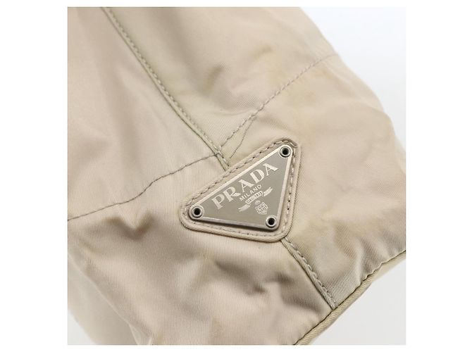 Borsa Tote PRADA Nylon Beige Argento Auth hk3495 - vista 17