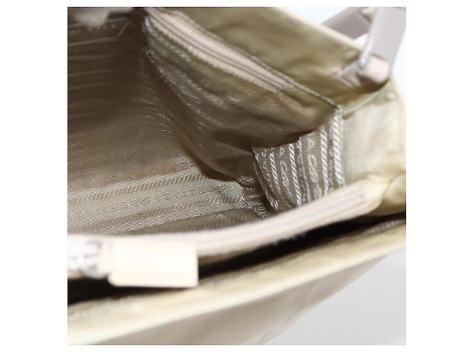 Borsa Tote PRADA Nylon Beige Argento Auth hk3495 - vista 18