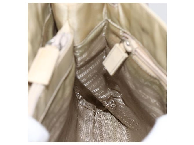 Borsa Tote PRADA Nylon Beige Argento Auth hk3495 - vista 19