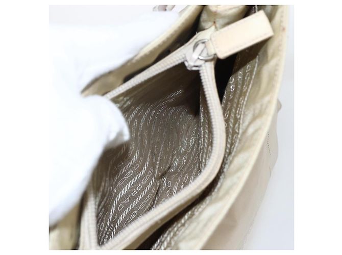 Borsa Tote PRADA Nylon Beige Argento Auth hk3495 - vista 22