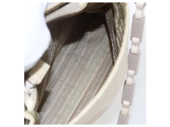Borsa Tote PRADA Nylon Beige Argento Auth hk3495 - vista 23