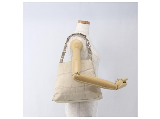 Borsa Tote PRADA Nylon Beige Argento Auth hk3495 - vista 24