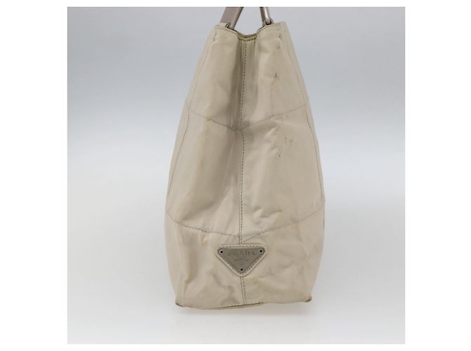 Borsa Tote PRADA Nylon Beige Argento Auth hk3495 - vista 3