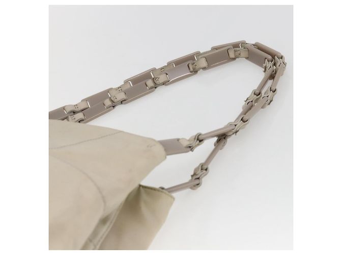 Borsa Tote PRADA Nylon Beige Argento Auth hk3495 - vista 8