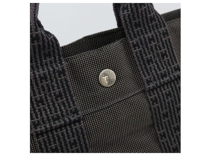 Hermès HERMES Handtasche Her Line PM Canvas Grau Auth 172046 Braun - Ansicht 14