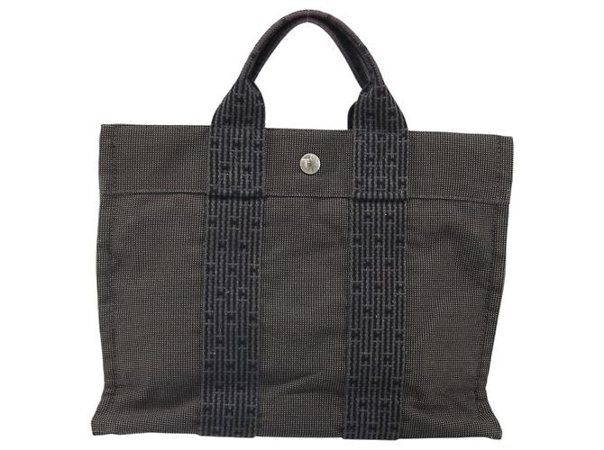 Hermès HERMES Handtasche Her Line PM Canvas Grau Auth 172046 Braun - Ansicht 3