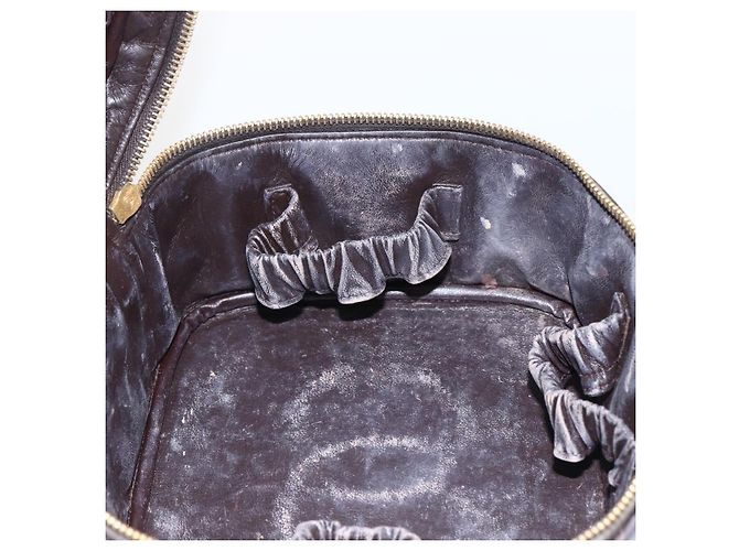 CHANEL Borsa Vanity Matelassé in Pelle di Agnello Marrone Scuro Oro CC Auth 170916 D'oro - vista 19