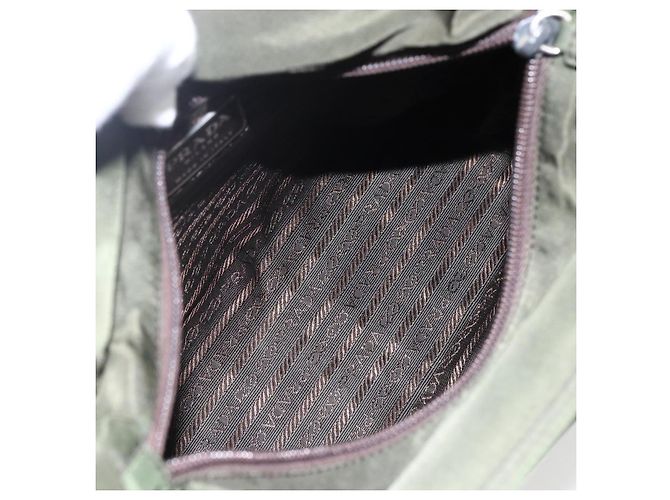 PRADA Borsa a mano in nylon khaki argento autentica ti3676 Cachi - vista 10