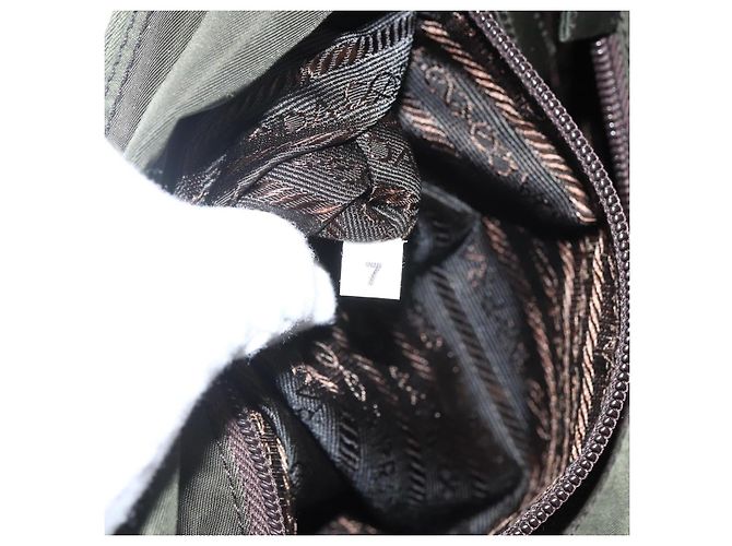 PRADA Borsa a mano in nylon khaki argento autentica ti3676 Cachi - vista 11