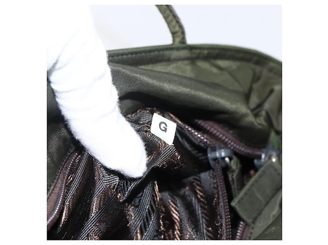 PRADA Borsa a mano in nylon khaki argento autentica ti3676 Cachi - vista 12