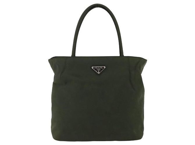 PRADA Borsa a mano in nylon khaki argento autentica ti3676 Cachi - vista 13