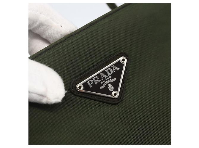 PRADA Borsa a mano in nylon khaki argento autentica ti3676 Cachi - vista 18