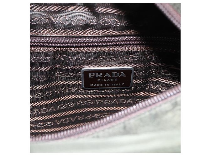 PRADA Borsa a mano in nylon khaki argento autentica ti3676 Cachi - vista 19