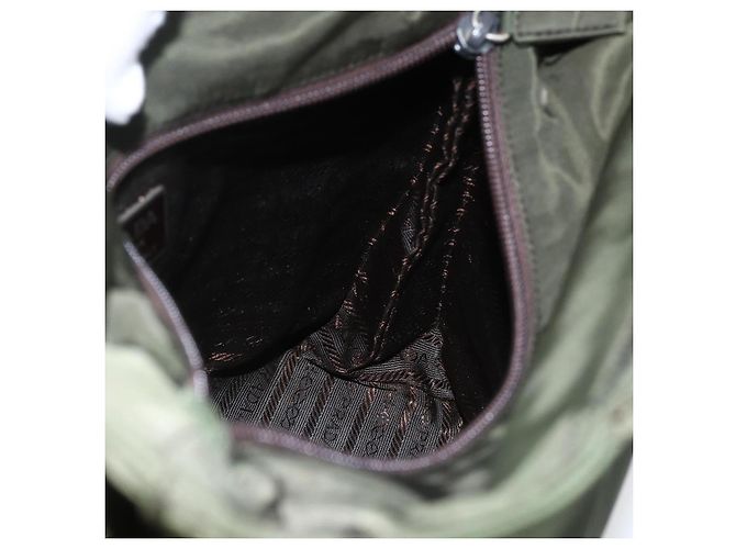 PRADA Borsa a mano in nylon khaki argento autentica ti3676 Cachi - vista 20