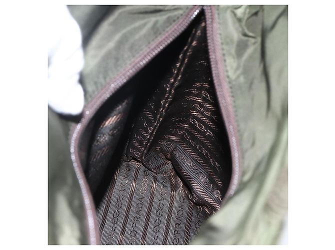 PRADA Borsa a mano in nylon khaki argento autentica ti3676 Cachi - vista 21