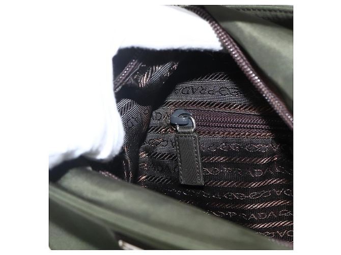 PRADA Borsa a mano in nylon khaki argento autentica ti3676 Cachi - vista 22