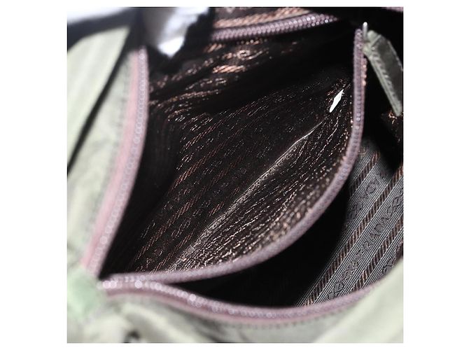 PRADA Borsa a mano in nylon khaki argento autentica ti3676 Cachi - vista 23