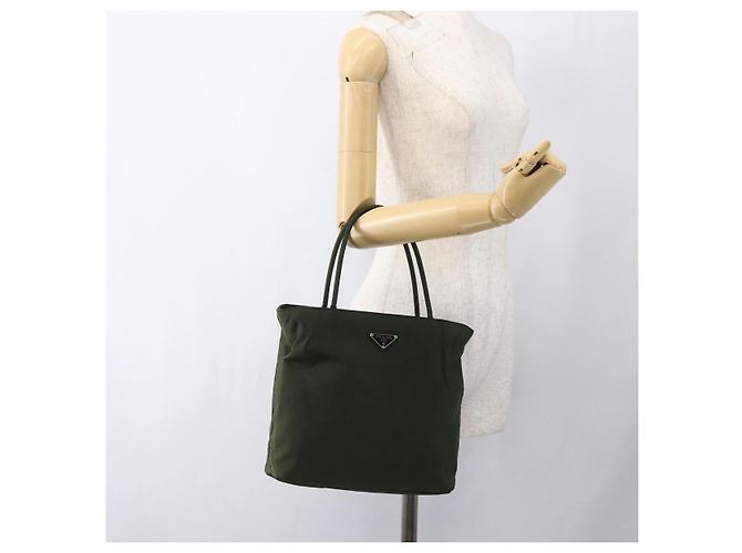 PRADA Borsa a mano in nylon khaki argento autentica ti3676 Cachi - vista 24