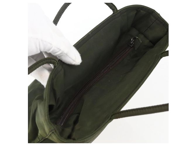 PRADA Borsa a mano in nylon khaki argento autentica ti3676 Cachi - vista 6