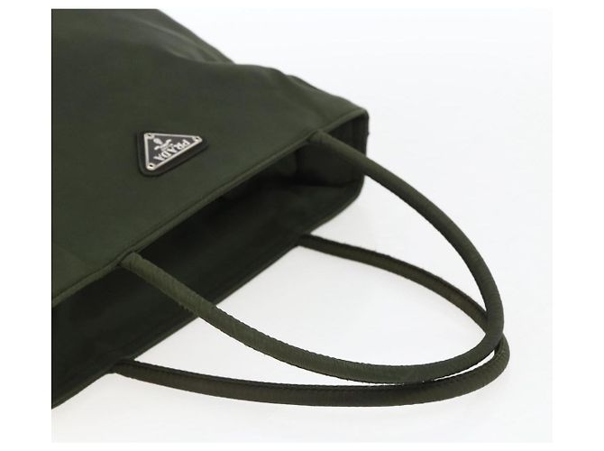 PRADA Borsa a mano in nylon khaki argento autentica ti3676 Cachi - vista 7