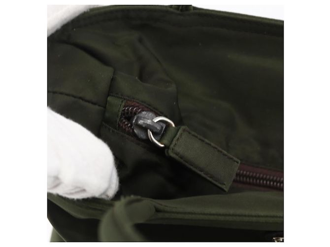 PRADA Borsa a mano in nylon khaki argento autentica ti3676 Cachi - vista 9