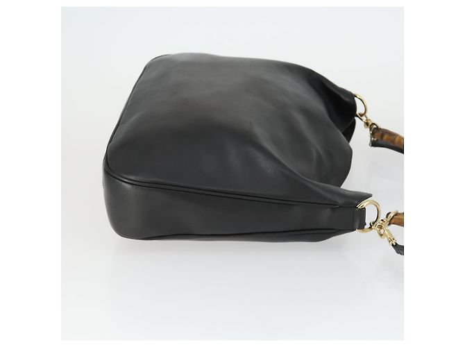 Borsa a spalla Gucci Bamboo in pelle 2 in 1 Nero Oro 001 1577 Auth 166021 D'oro - vista 4