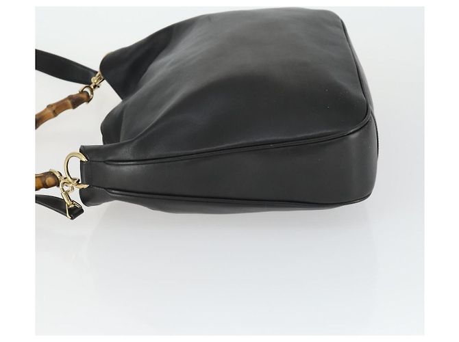 Borsa a spalla Gucci Bamboo in pelle 2 in 1 Nero Oro 001 1577 Auth 166021 D'oro - vista 5