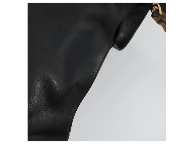 Borsa a spalla Gucci Bamboo in pelle 2 in 1 Nero Oro 001 1577 Auth 166021 D'oro - vista 6