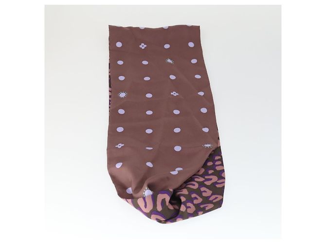 Sciarpa in seta con motivo leopardato LOUIS VUITTON Viola LV Auth ka2317V Porpora - vista 10