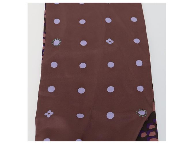 Sciarpa in seta con motivo leopardato LOUIS VUITTON Viola LV Auth ka2317V Porpora - vista 14