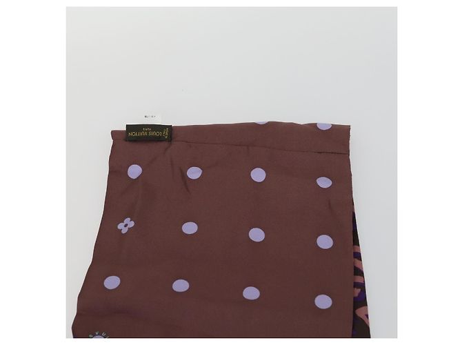 Sciarpa in seta con motivo leopardato LOUIS VUITTON Viola LV Auth ka2317V Porpora - vista 17