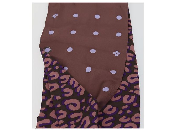 Sciarpa in seta con motivo leopardato LOUIS VUITTON Viola LV Auth ka2317V Porpora - vista 18
