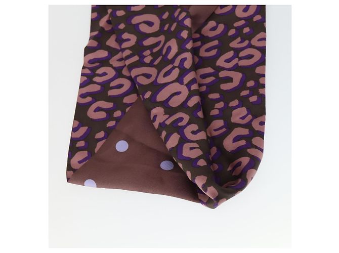 Sciarpa in seta con motivo leopardato LOUIS VUITTON Viola LV Auth ka2317V Porpora - vista 19