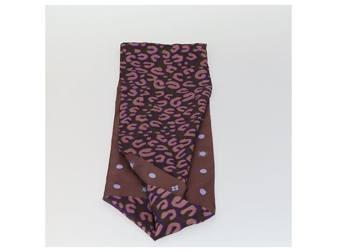 Sciarpa in seta con motivo leopardato LOUIS VUITTON Viola LV Auth ka2317V Porpora - vista 6