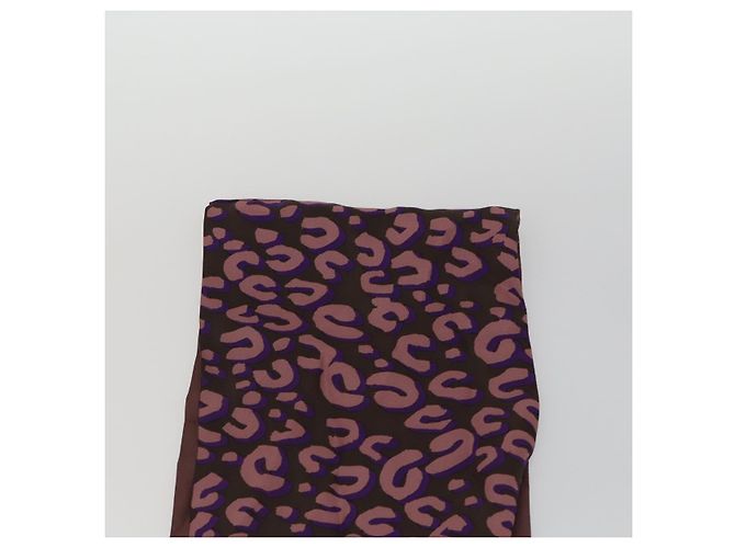 Sciarpa in seta con motivo leopardato LOUIS VUITTON Viola LV Auth ka2317V Porpora - vista 7