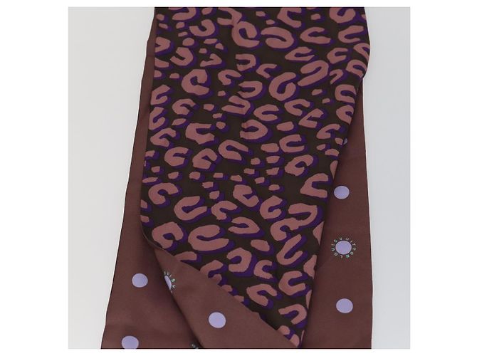 Sciarpa in seta con motivo leopardato LOUIS VUITTON Viola LV Auth ka2317V Porpora - vista 8