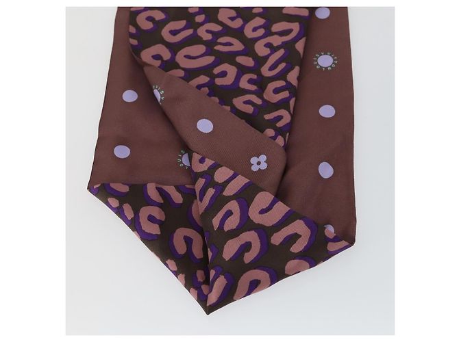 Sciarpa in seta con motivo leopardato LOUIS VUITTON Viola LV Auth ka2317V Porpora - vista 9