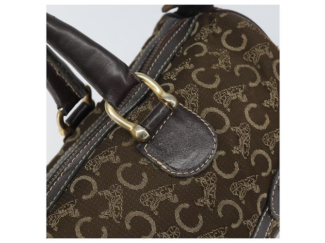 Céline Borsa a mano in tela Macadam C di CELINE marrone e oro Auth ti3721 D'oro - vista 14