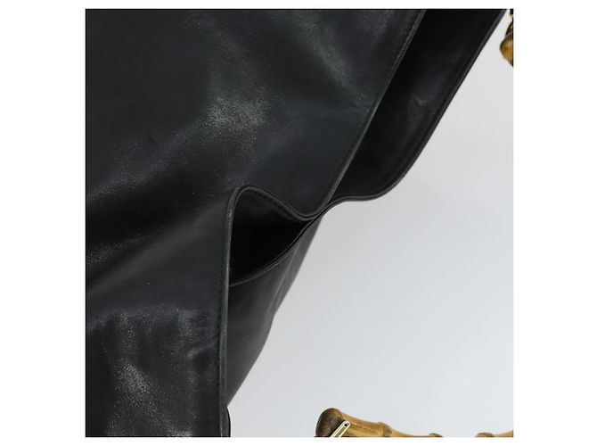 Borsa a Spalla in Pelle Gucci Bamboo 2way Nera Oro Auth ep13051 Nero D'oro - vista 6