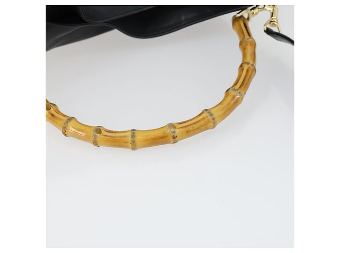 Borsa a Spalla in Pelle Gucci Bamboo 2way Nera Oro Auth ep13051 Nero D'oro - vista 9
