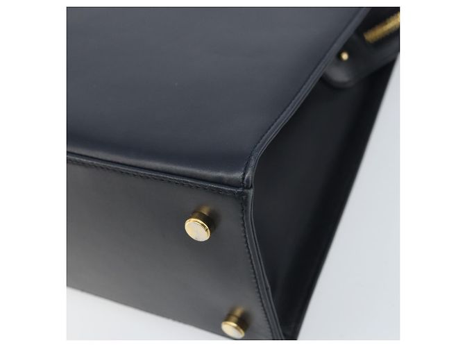 Borsa a Spalla Vara Ribbon in Pelle Blu Navy e Oro Auth BA10602 di Salvatore Ferragamo - vista 10