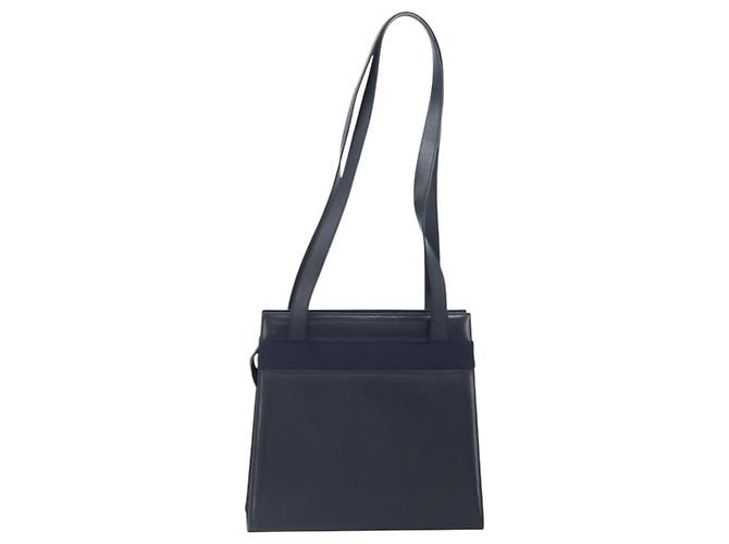 Borsa a Spalla Vara Ribbon in Pelle Blu Navy e Oro Auth BA10602 di Salvatore Ferragamo - vista 3