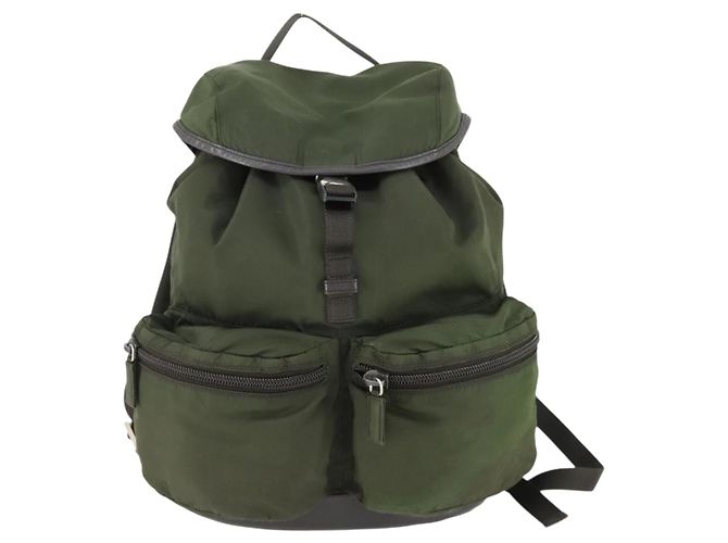 PRADA Backpack Nylon Khaki Silver Auth 164855 Silvery - view 13