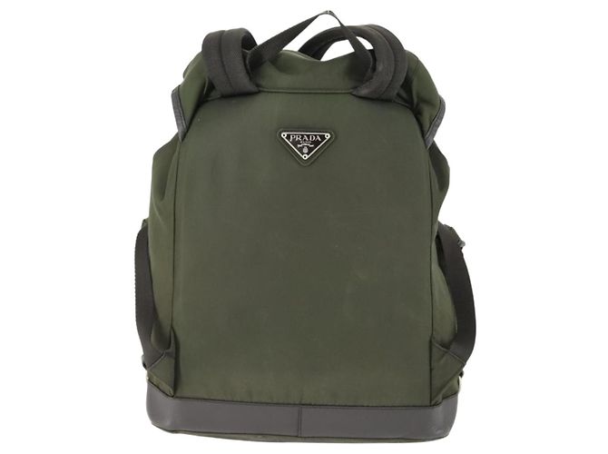 PRADA Backpack Nylon Khaki Silver Auth 164855 Silvery - view 2