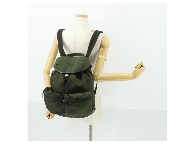 PRADA Backpack Nylon Khaki Silver Auth 164855 Silvery - view 28