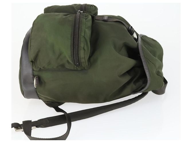 PRADA Backpack Nylon Khaki Silver Auth 164855 Silvery - view 3