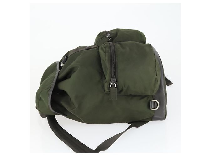 PRADA Backpack Nylon Khaki Silver Auth 164855 Silvery - view 4